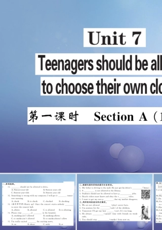 九年级英语全册 Unit 7 Teenagers should be allowed to choose their own clothes(第1课时)课件 (新版)人教新目标版 课件
