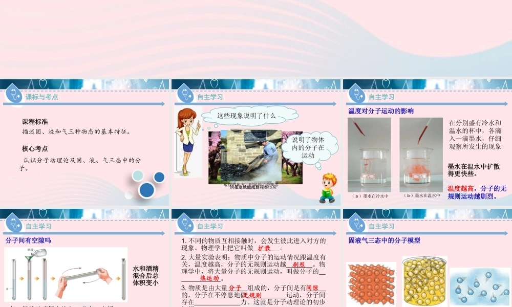 八年级物理下册 10.2 分子动理论的初步知识课件 (新版)粤教沪版 课件