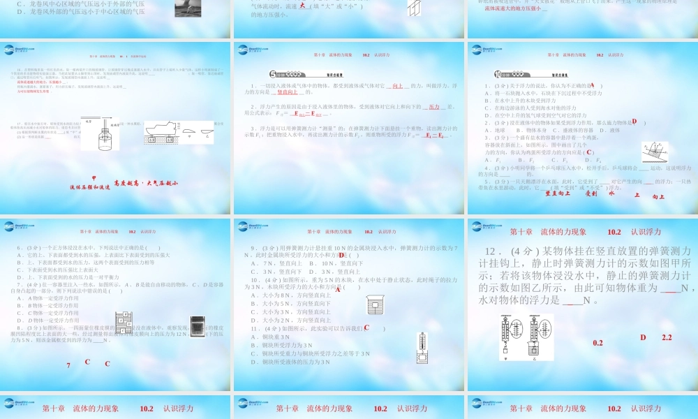 八年级物理下册 第十章 流体的力现象课件1 (新版)教科版 课件