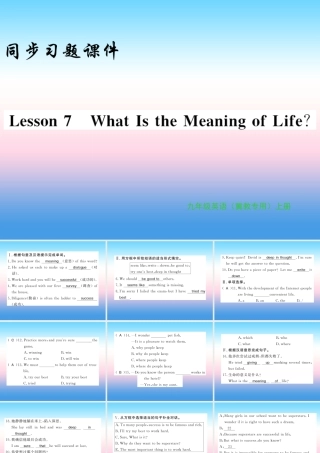 九年级英语上册 Unit 2 Great People Lesson 7 What Is the Meaning of Lift习题课件 (新版)冀教版 课件