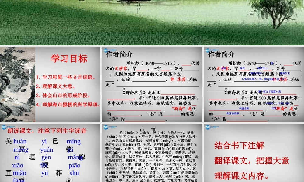 八年级语文下册 诵读欣赏 山市课件 苏教版 课件