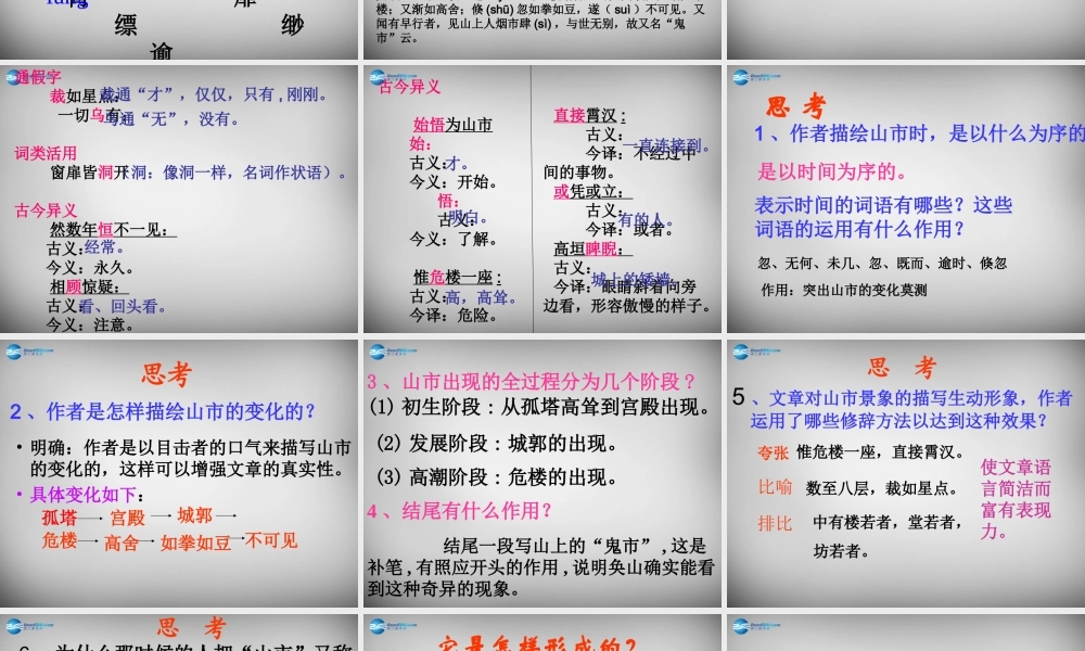 八年级语文下册 诵读欣赏 山市课件 苏教版 课件