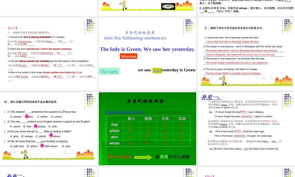 九年级英语 Unit6定语从句专题课件 人教新目标版 课件