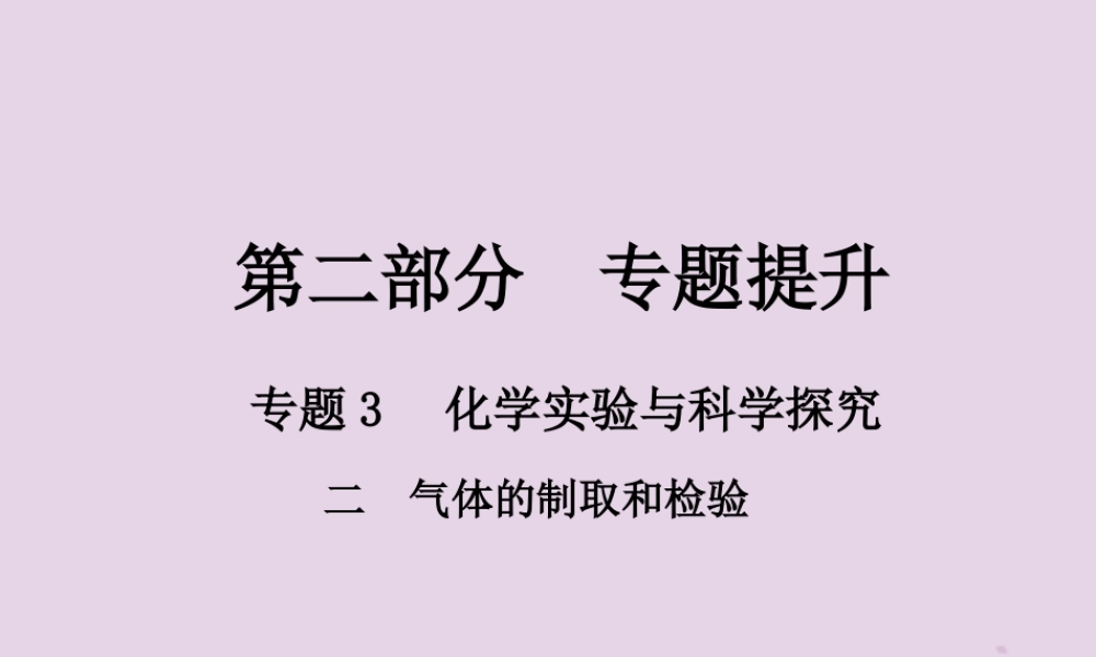 中考化学总复习 第二部分 专题提升 专题3 化学实验与科学探究 二 气体的制取和检验课件