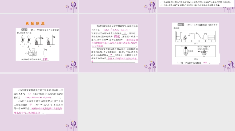 中考化学总复习 第二部分 专题提升 专题3 化学实验与科学探究 二 气体的制取和检验课件