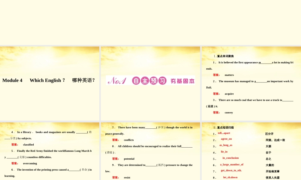 山东省高考英语 Module 4　Which English课件 外研版选修8 课件