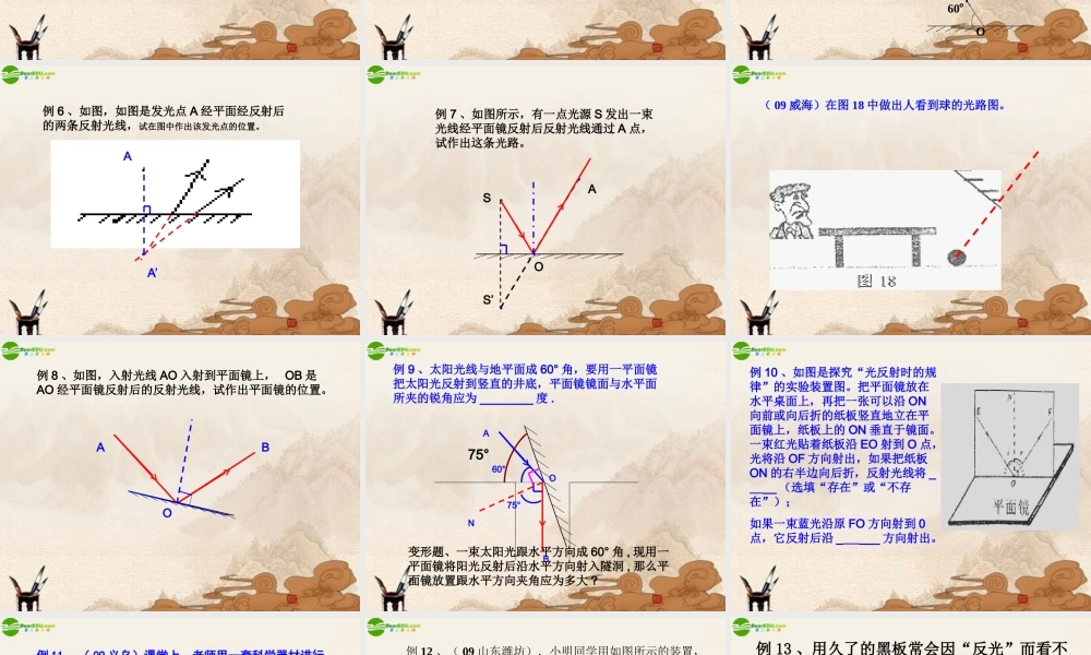八年级物理上册 3.5光的反射习题课件 苏科版 课件