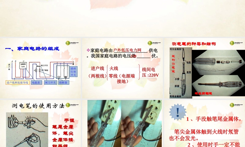 九年级物理全册 第十九章 生活用电 第名师教学课件1节 家庭电路名师教学课件1 新人教版 课件