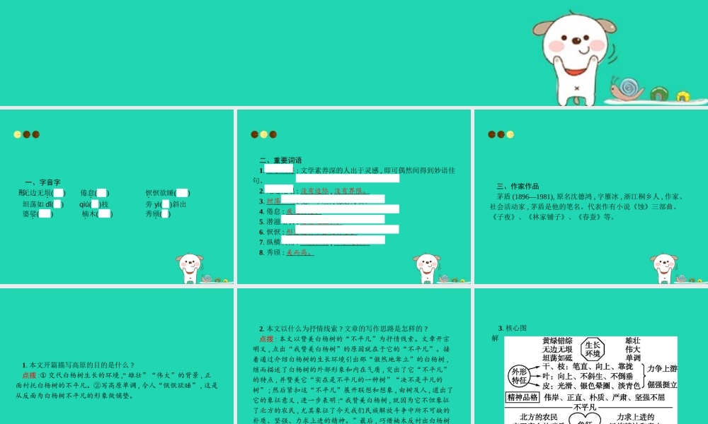 八年级语文上册 第四单元 14 白杨礼赞课件 新人教版 课件