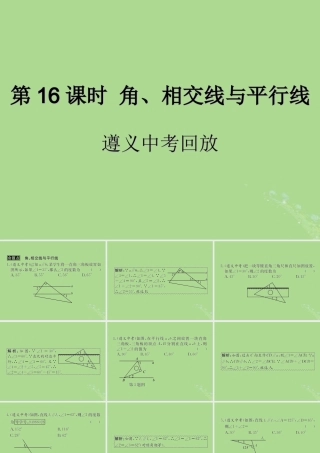中考数学复习 第16课时 角、相交线与平行线 2 遵义中考回放(课后作业)课件