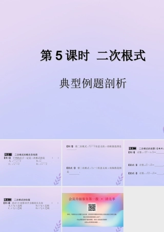 中考数学复习 第5课时 二次根式 3 典型例题剖析(课后作业)课件