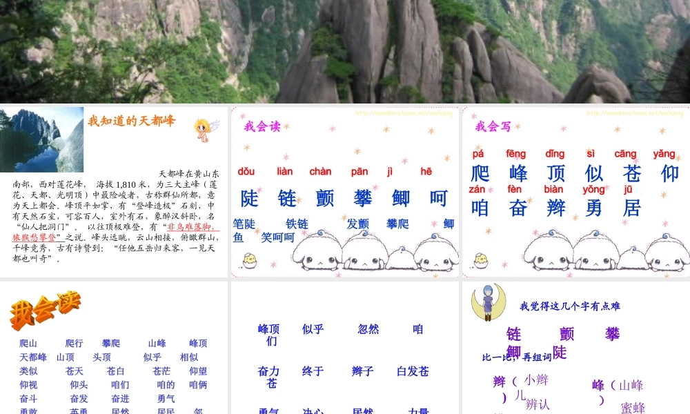 三年级语文上册第一组3.爬天都峰课件