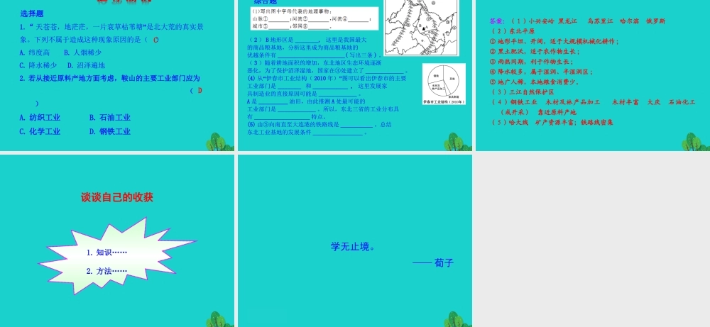 八年级地理下册 第六章 第二节 白山黑水 东北三省(二从北大荒到北大仓 我国最大的重工业基地)课件(新版)新人教版 课件