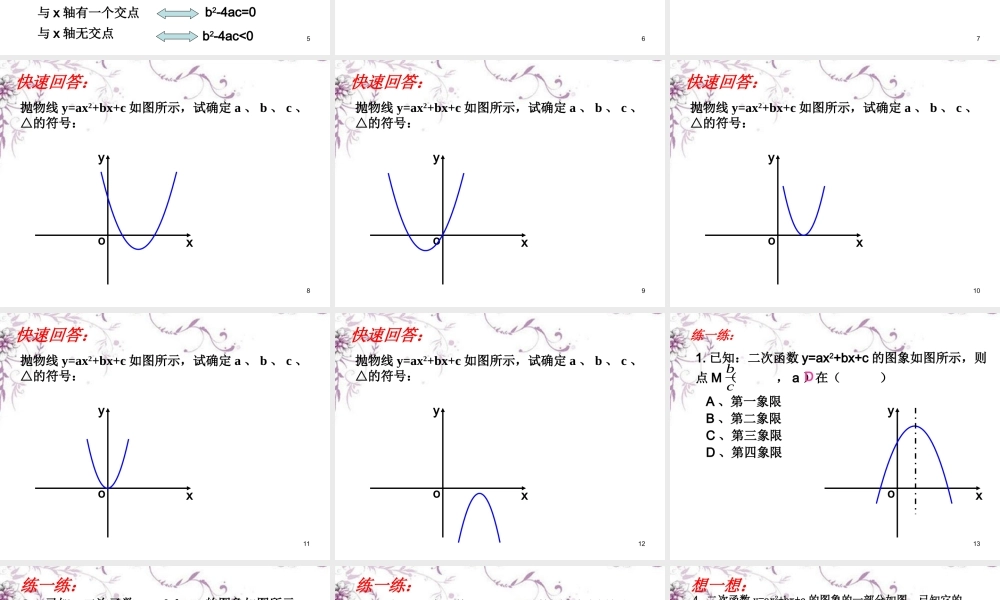 九年级数学(二次函数中的符号问题)课件