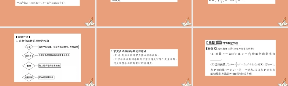 数学 第一章 导数及其应用  1.2 导数的计算 第2课时 导数的运算法则与复合函数的导数教学课件 新人教A版选修2 2 课件