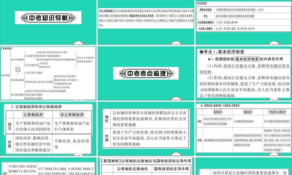 宁夏中考道德与法治考点复习 第二篇 第一板块 国情部分 第2课时 基本制度课件