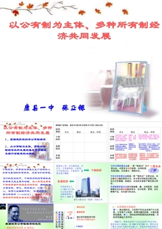 以公有制为主体、多种所有制经济共同发展