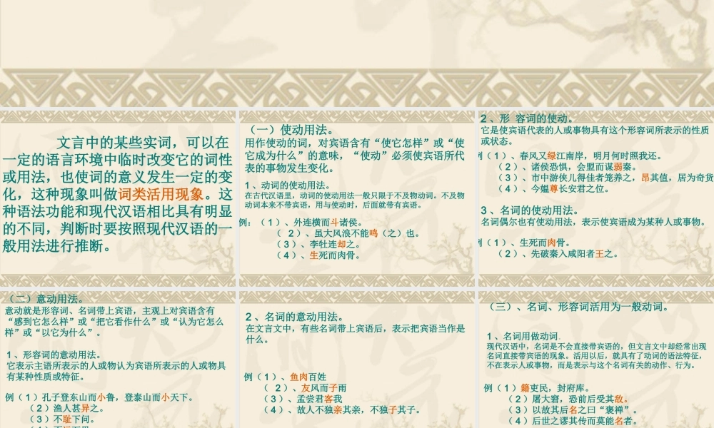 文言文词类活用专题复习 新课标 人教版 课件