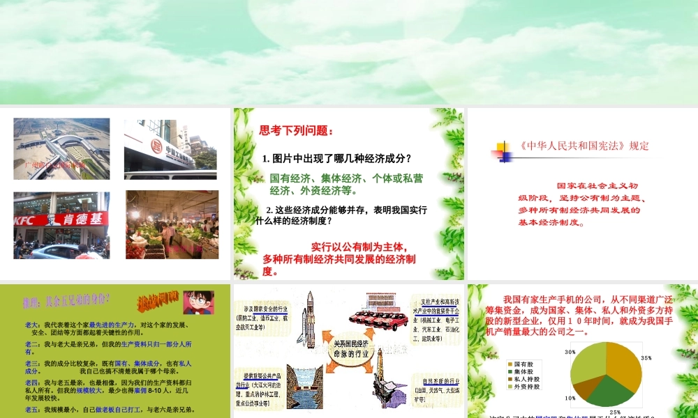 九年级政治第四课第一框充满生机和活力的基本经济制度课件鲁人版 课件