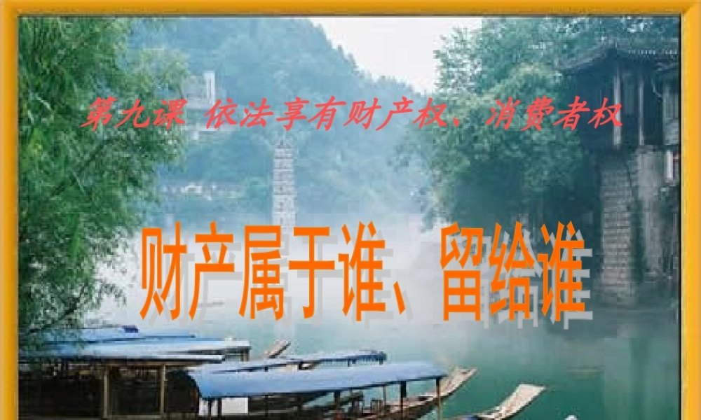 八年级政治上册 第九课(依法享有财产权、消费者权)第一框课件 鲁教版 课件
