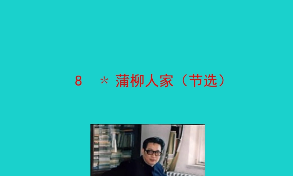 九年级语文下册 第二单元 8蒲柳人家(节选课件 新人教版 课件