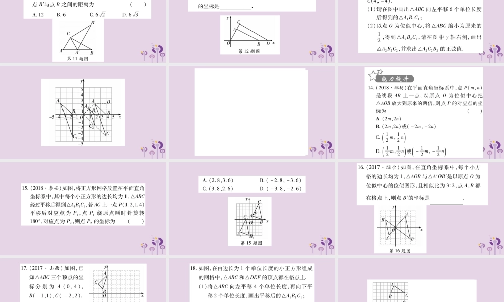 中考数学复习 第一轮 考点系统复习 第7章 图形与变换 第3节 图形的平移、旋转、对称与位似习题课件
