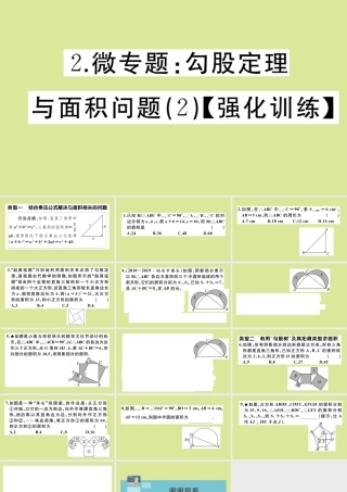 八年级数学上册 第一章(勾股定理)微专题：勾股定理与面积问题(2)作业课件 (新版)北师大版 课件