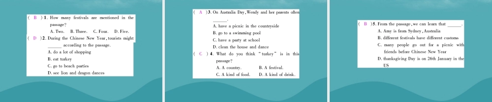 九年级英语全册 Unit 2 I think that mooncakes are delicious(第2课时)Section A2(3a 4c)习题课件 (新版)人教新目标版 课件