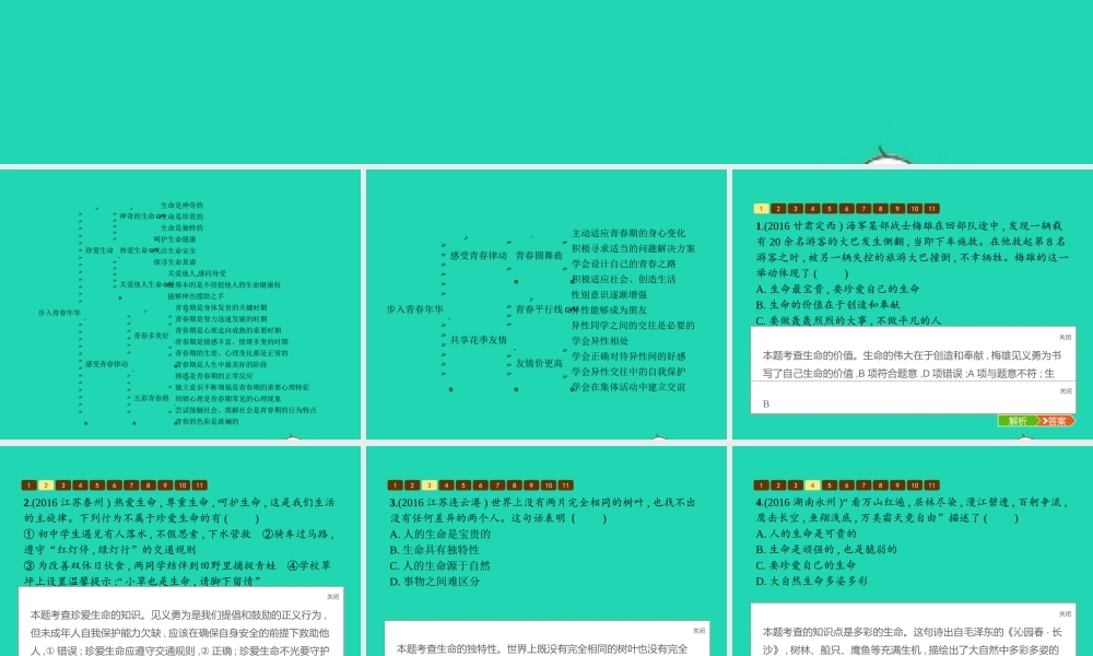 八年级道德与法治上册 第一单元 步入青春年华单元整合课件 北师大版 课件