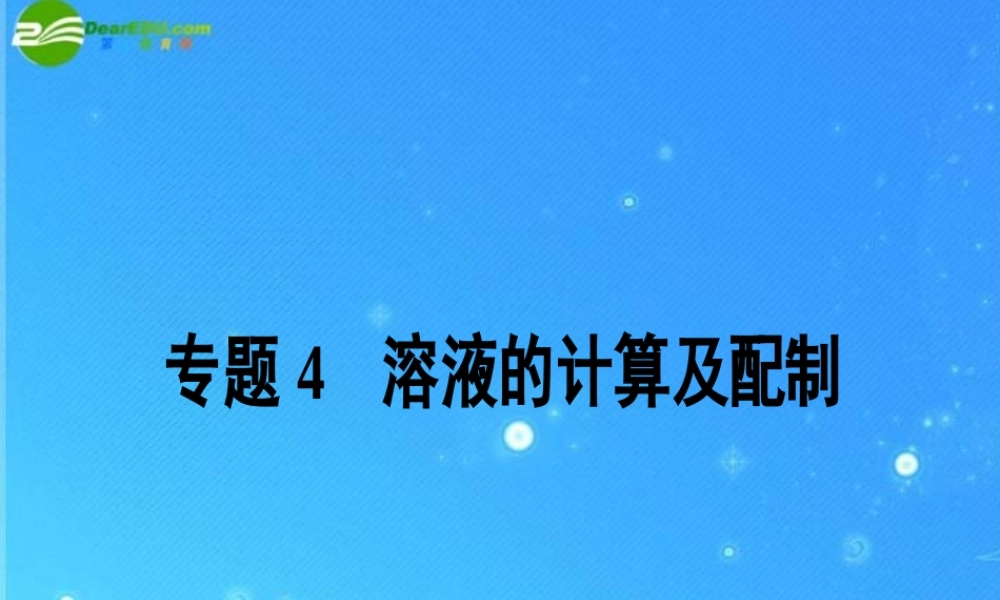 中考化学复习专题四　溶液的计算及配制课件 人教新课标版 课件