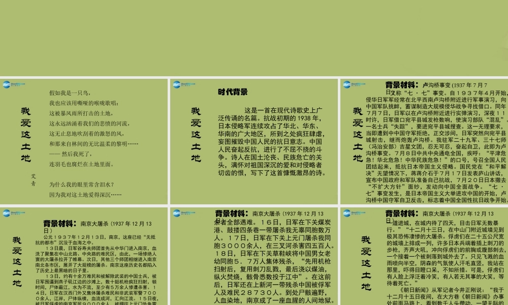 九年级语文下册 1(诗两首)我爱这土地课件3 新人教版 课件