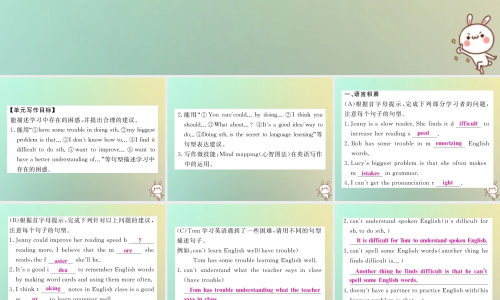 九年级英语全册 Unit 1 How can we become good learners Section B(3a 3b) 单元写作小专题课件 (新版)人教新目标版 课件