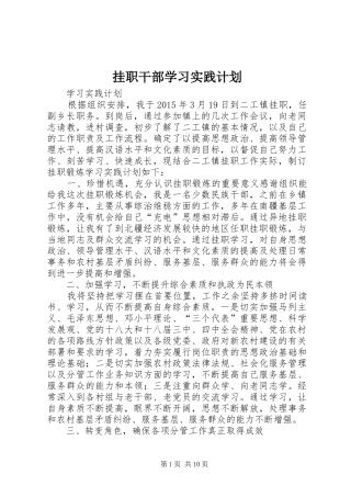 挂职干部学习实践计划