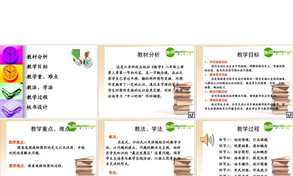 优质评课八年级数学图形的旋转说课课件苏科版 课件