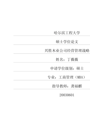 兴胜木业公司经营管理战略