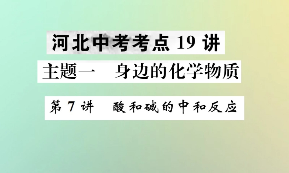 中考化学复习 主题一 身边的化学物质 第7讲 酸和碱的中和反应课件