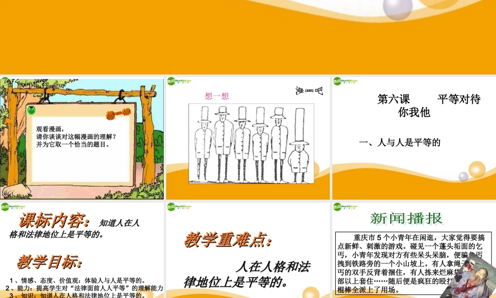 八年级政治上册 人与人是平等的课件 陕教版 课件