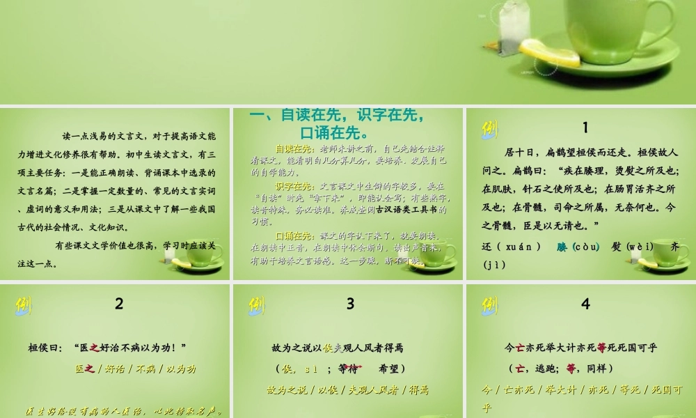 九年级语文学法 第二讲 文言文学习指导课件 新人教版 课件