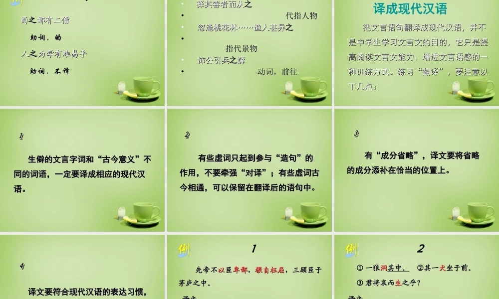 九年级语文学法 第二讲 文言文学习指导课件 新人教版 课件