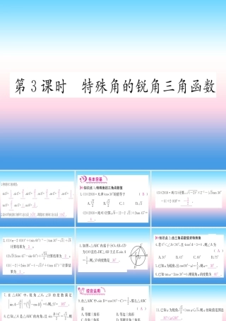 九年级数学下册 第28章 锐角三角函数 281 锐角三角函数 第3课时 特殊角的锐角函数课堂导练课件(含中考真题)(新版)新人教版 课件