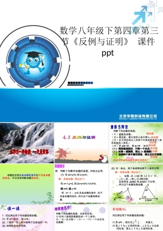 八年级数学下册 第四章第三节(反例与证明) 课件 浙教版 课件