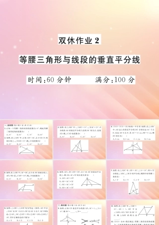 八年级数学上册 等腰三角形与线段的垂直平分线 双休作业2习题课件(新版)湘教版 课件