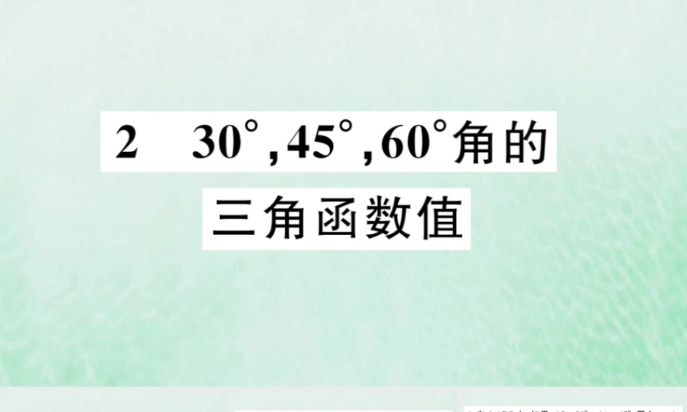 九年级数学下册 第一章 直角三角形的边角关系 12 30°，45°，60°角的三角函数值习题讲评课件 (新版)北师大版 课件