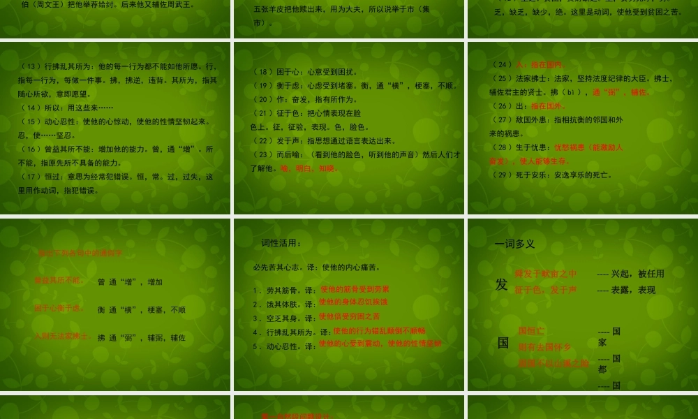 八年级语文下册 第11课(孟子二章)舜发于畎亩之中课件 冀教版 课件