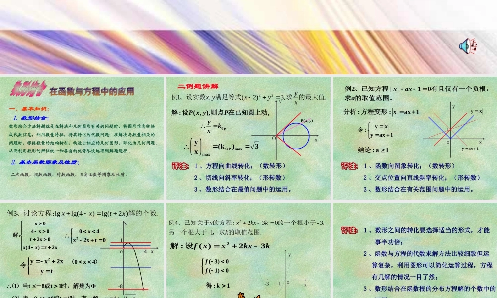 数形结合在函数与方程中的应用 人教版 课件