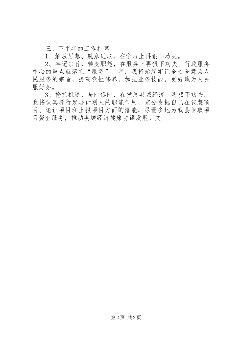 ＸＸ个人上年度工作小结(计划局)_第2页