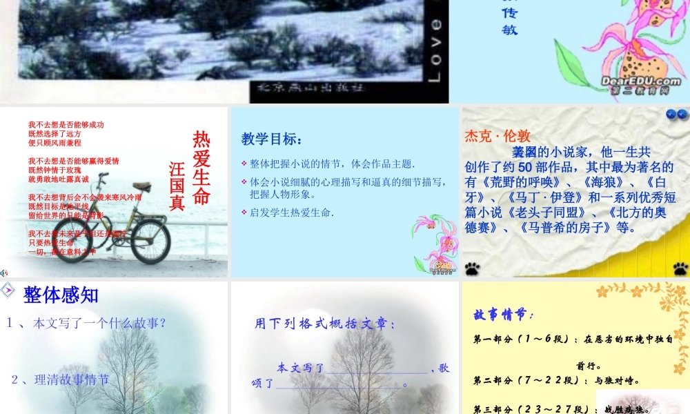 九年级语文热爱生命课件 苏教版 课件