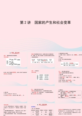 中考历史 第一单元 第2讲国家的产生和社会变革复习课件 北师大版 课件