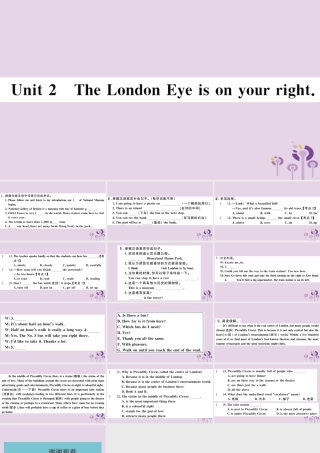 七年级英语下册 Module 6 Around town Unit 2 The London Eye is on your right习题课件 (新版)外研版 课件
