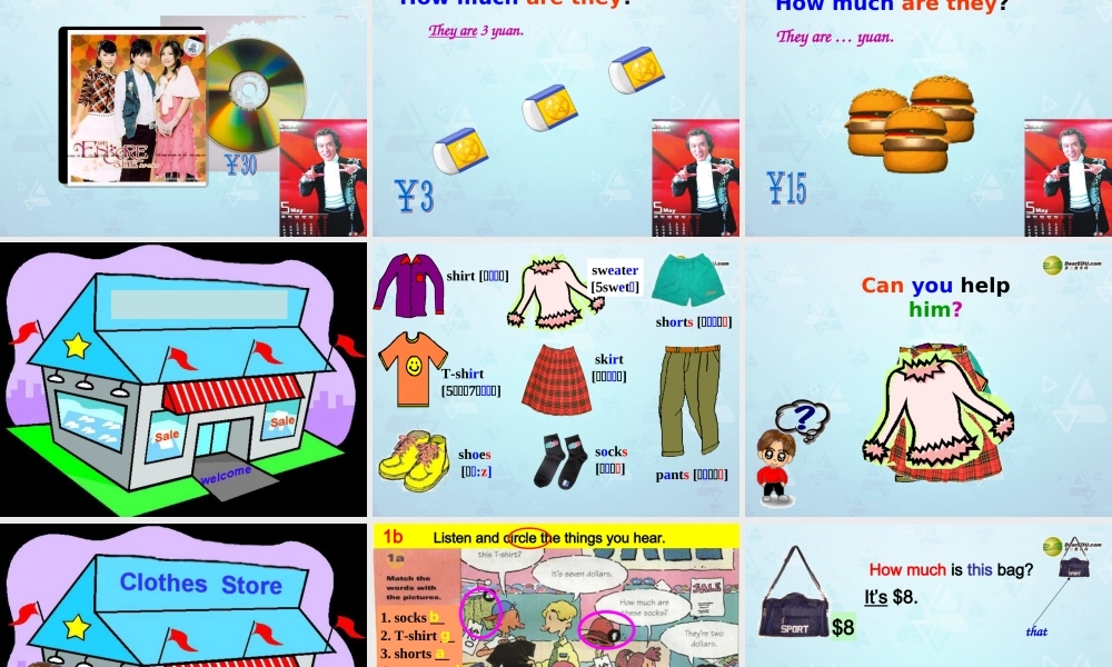 中学七年级英语上册(Unit 7 How much are these pants)课件 人教新目标版 课件